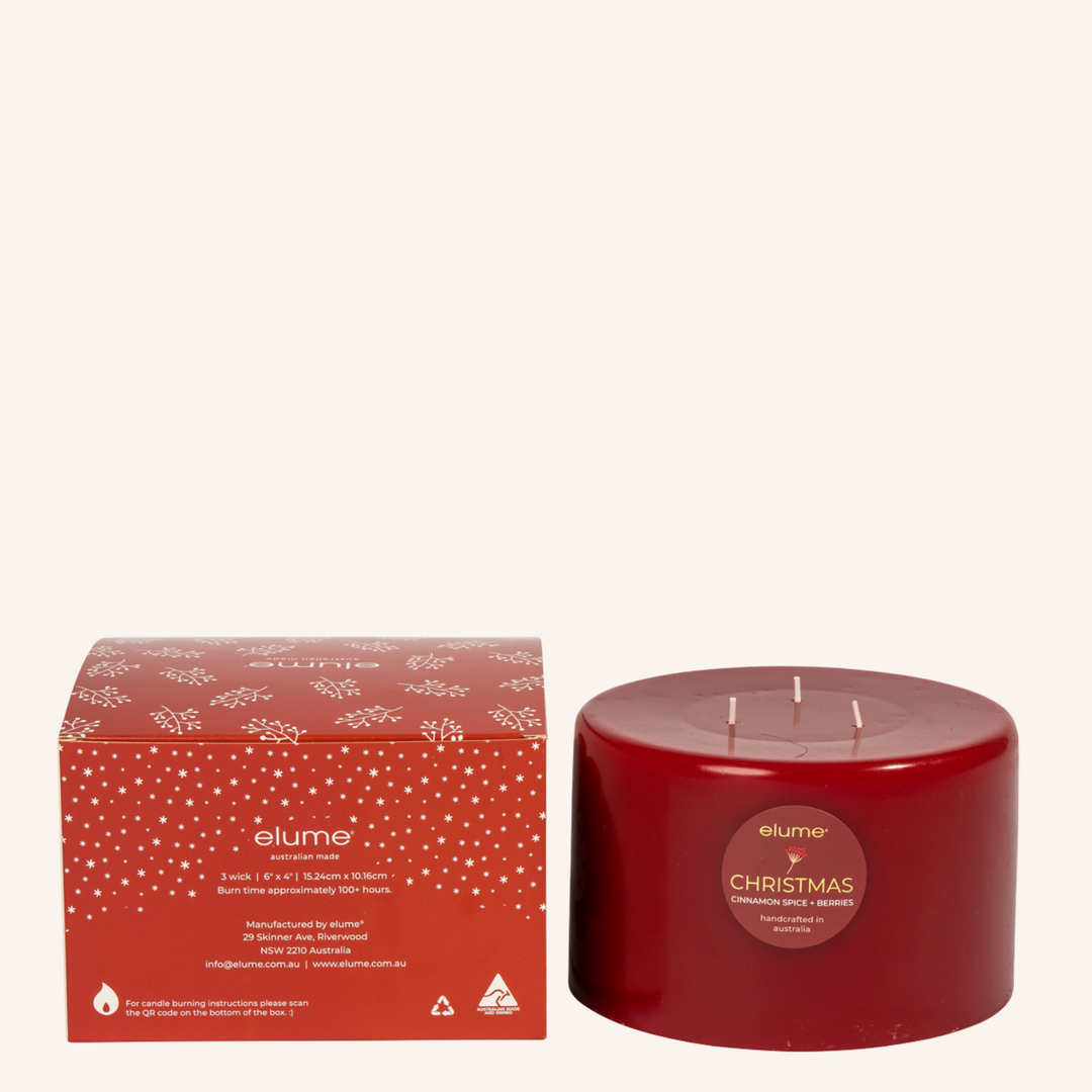 Pillar Candle 3 Wick Cinnamon Spice & Berries | Elume