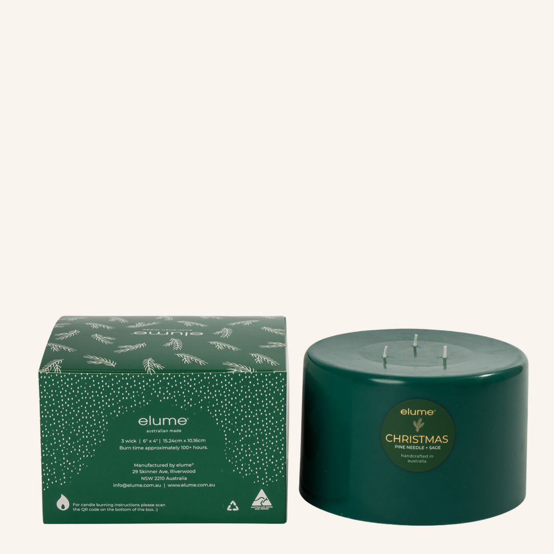 Pillar Candle 3 Wick Pine Needle & Sage | Elume