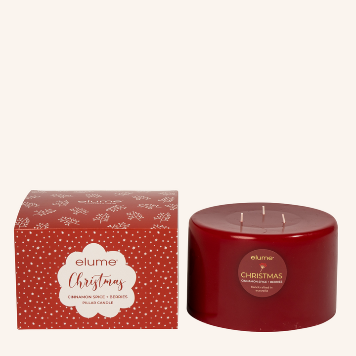 Pillar Candle 3 Wick Cinnamon Spice & Berries | Elume