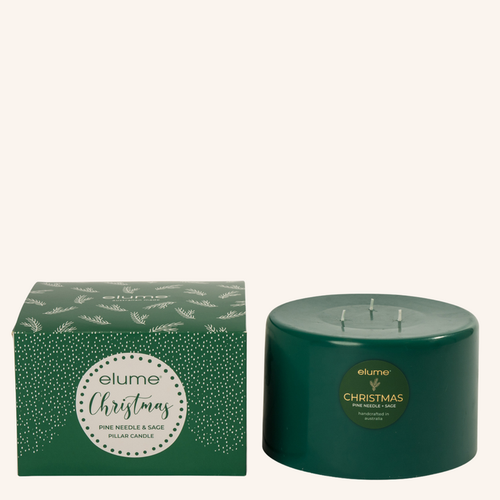 Pillar Candle 3 Wick Pine Needle & Sage | Elume